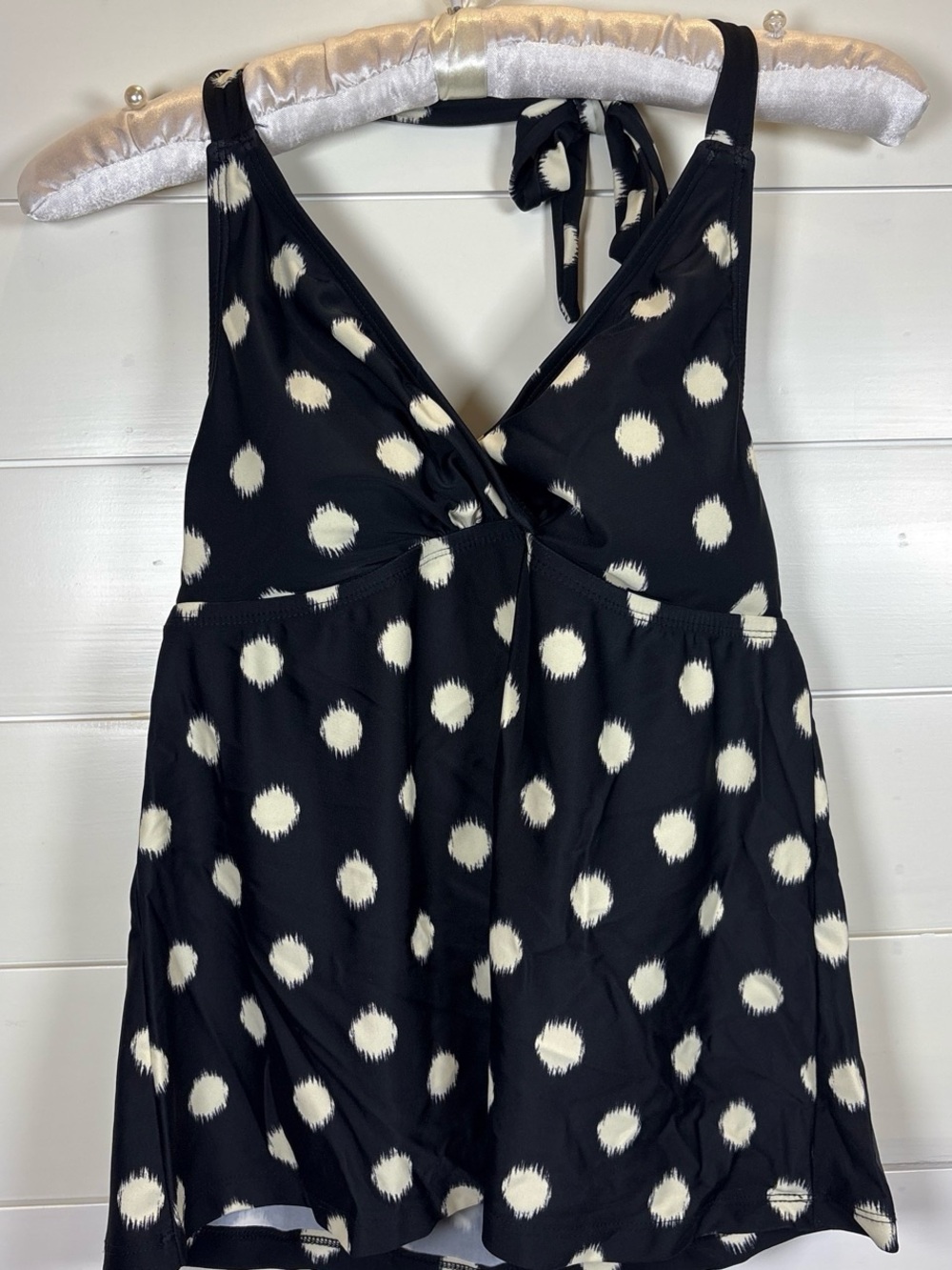 Mossimo Black Halter Swim Top with Cream Spot Accents